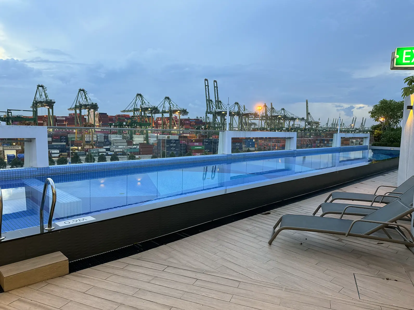Lap pool overlooking the harbour at Harbour View Gardens