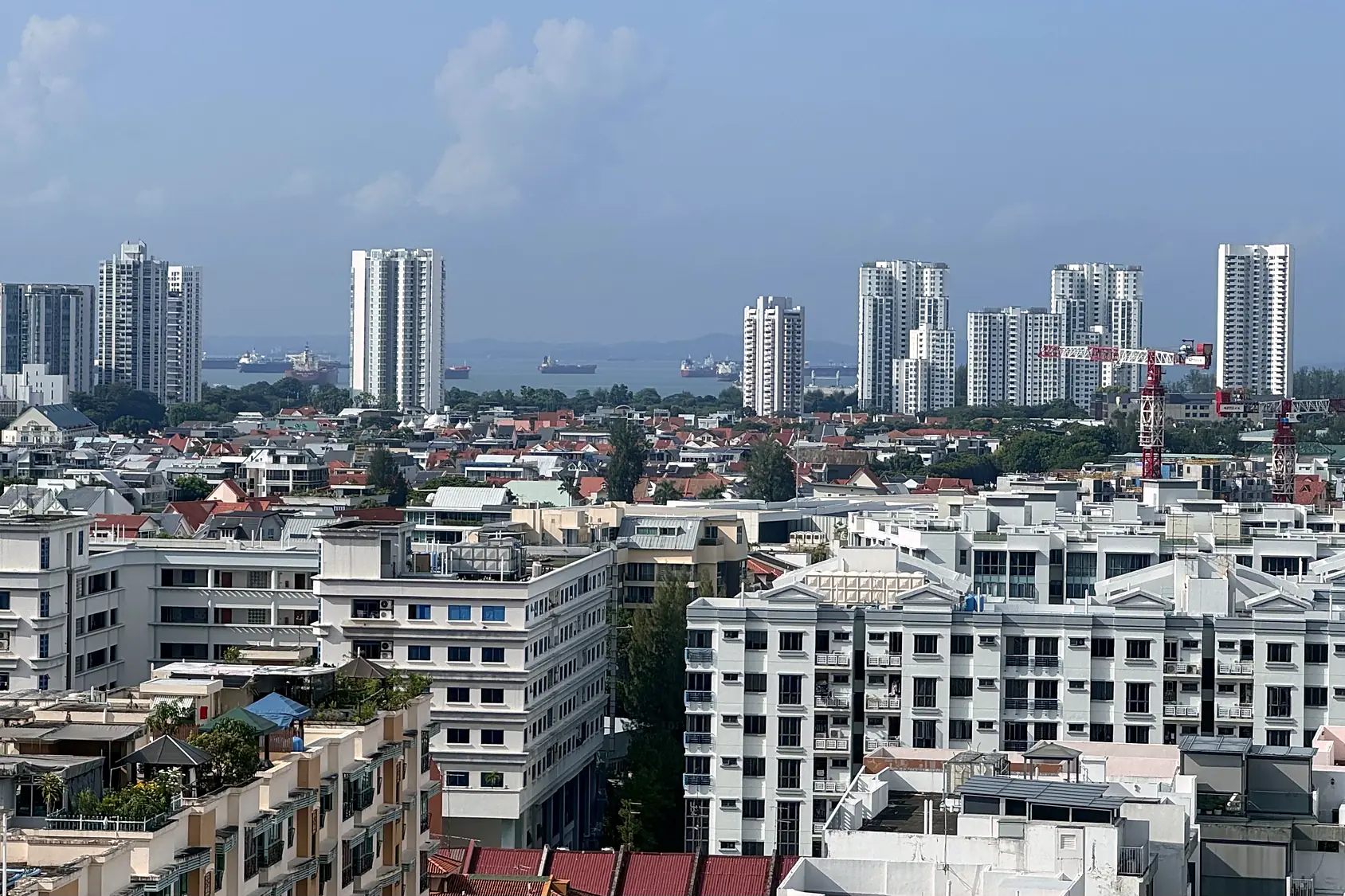 High-floor view towards the sea from Simsville